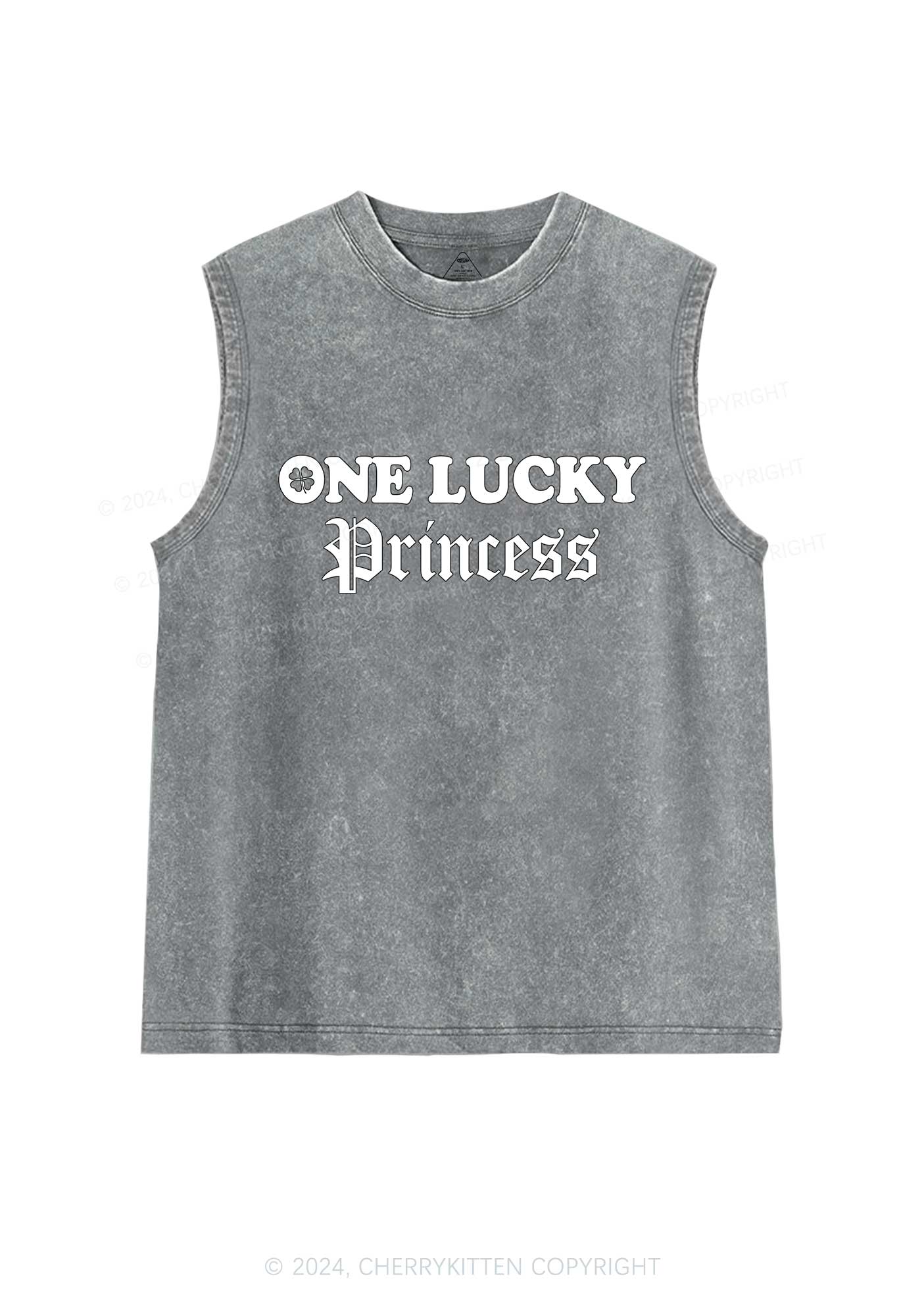 One Lucky Princess St Patricks Y2K Washed Tank Cherrykitten