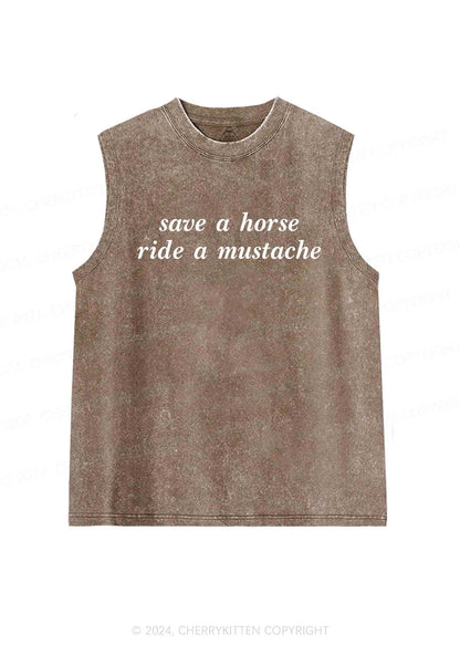 Ride A Mustache Y2K Washed Tank Cherrykitten