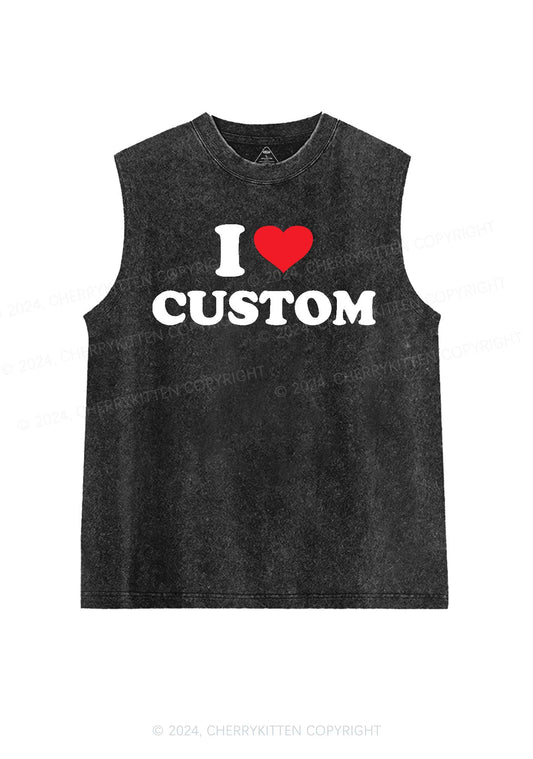 I Love Custom Personalized Y2K Washed Tank Cherrykitten