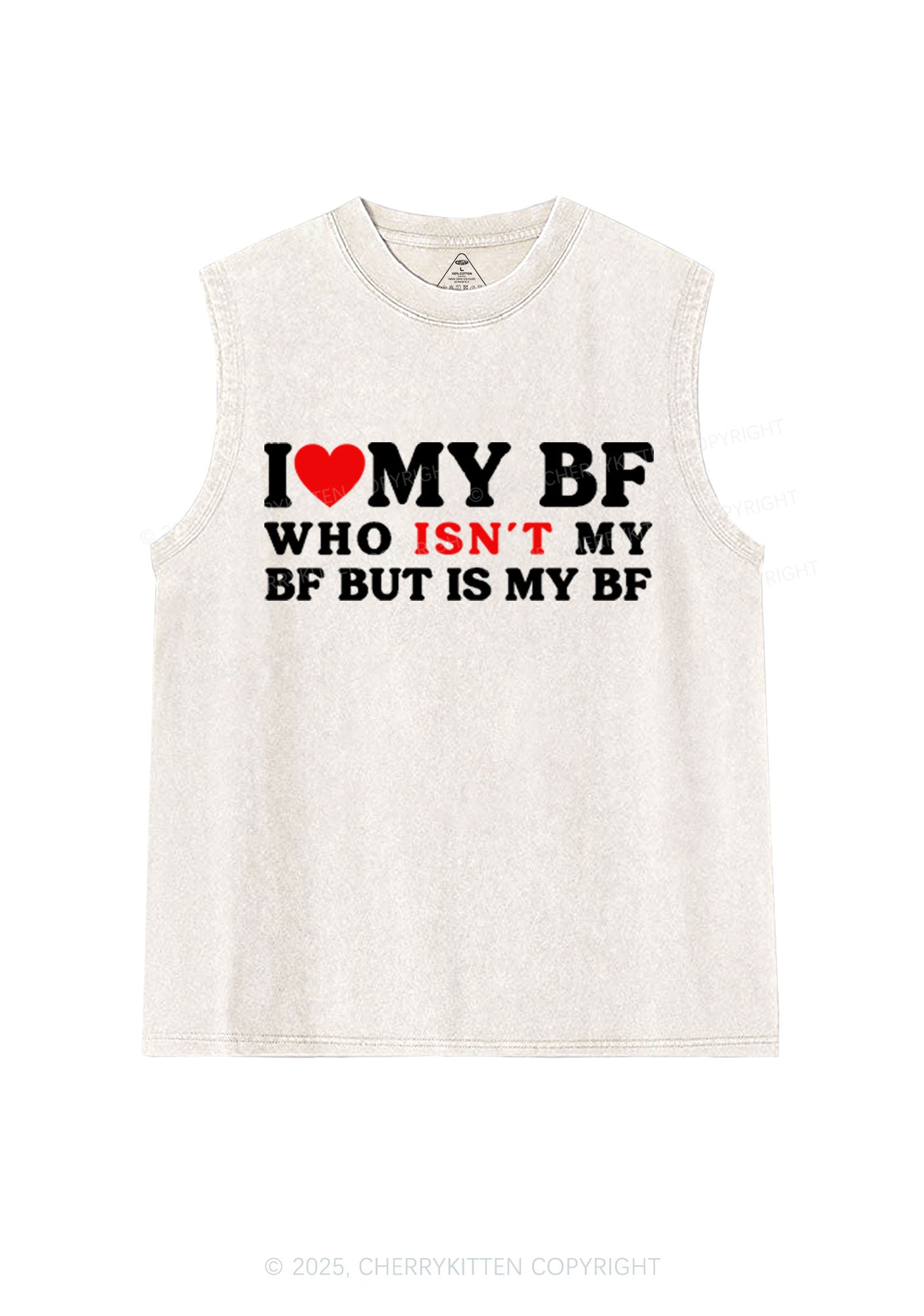 I Love BF Y2K Valentine's Day Washed Tank Cherrykitten