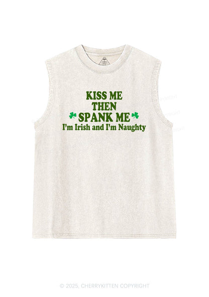 Kiss Me Then Spank Me St Patricks Y2K Washed Tank Cherrykitten