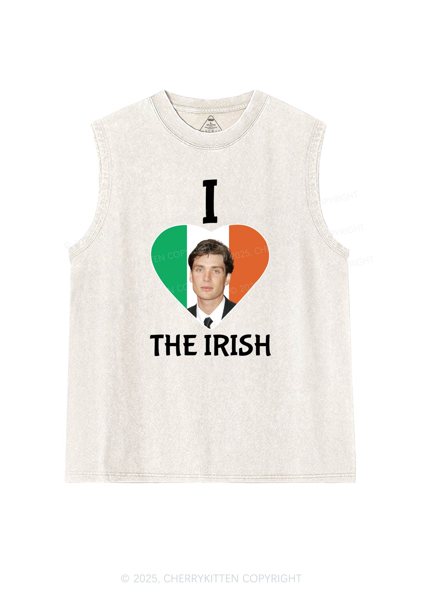 I Love The Irish Custom Photo St Patricks Y2K Washed Tank Cherrykitten