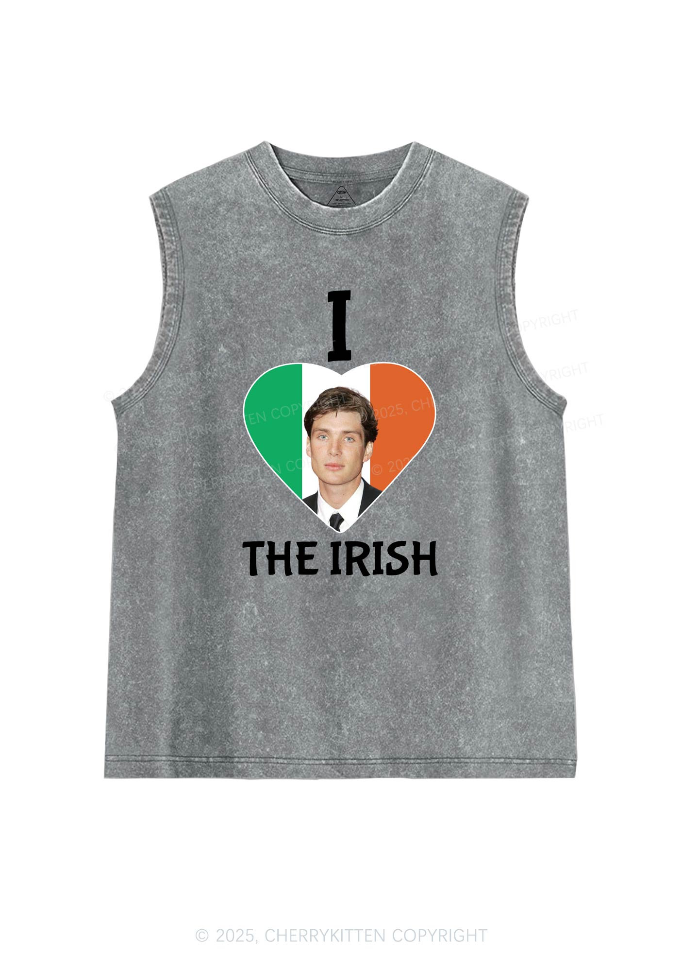 I Love The Irish Custom Photo St Patricks Y2K Washed Tank Cherrykitten