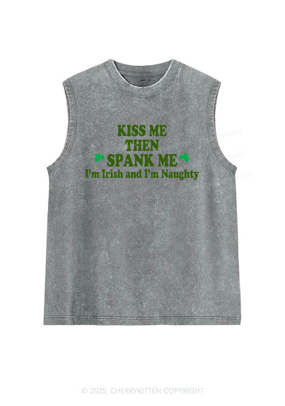 Kiss Me Then Spank Me St Patricks Y2K Washed Tank Cherrykitten