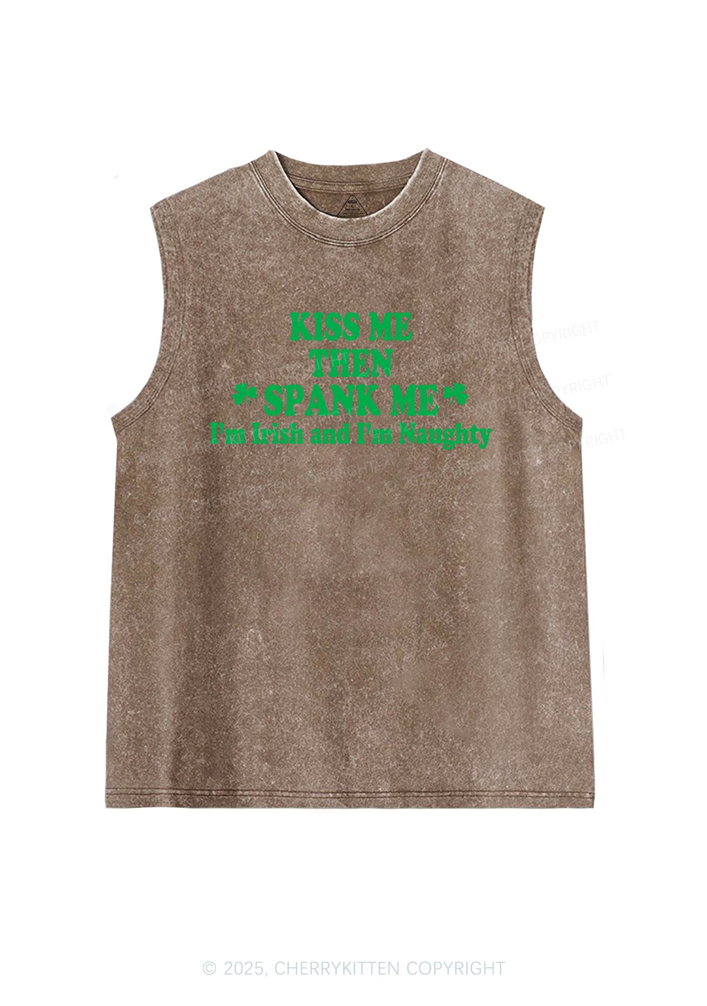 Kiss Me Then Spank Me St Patricks Y2K Washed Tank Cherrykitten