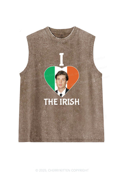 I Love The Irish Custom Photo St Patricks Y2K Washed Tank Cherrykitten