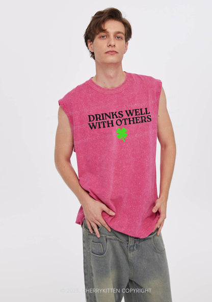 Drinks Well With Others St Patricks Y2K Washed Tank Cherrykitten