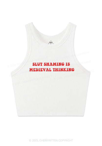 Slxt Shaming Medieval Thinking Y2K Crop Tank Top Cherrykitten