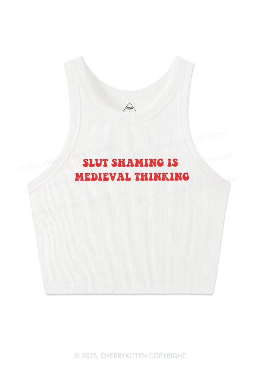 Slxt Shaming Medieval Thinking Y2K Crop Tank Top Cherrykitten