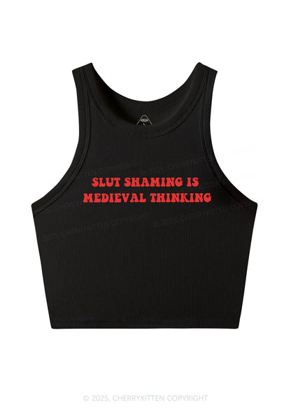 Slxt Shaming Medieval Thinking Y2K Crop Tank Top Cherrykitten