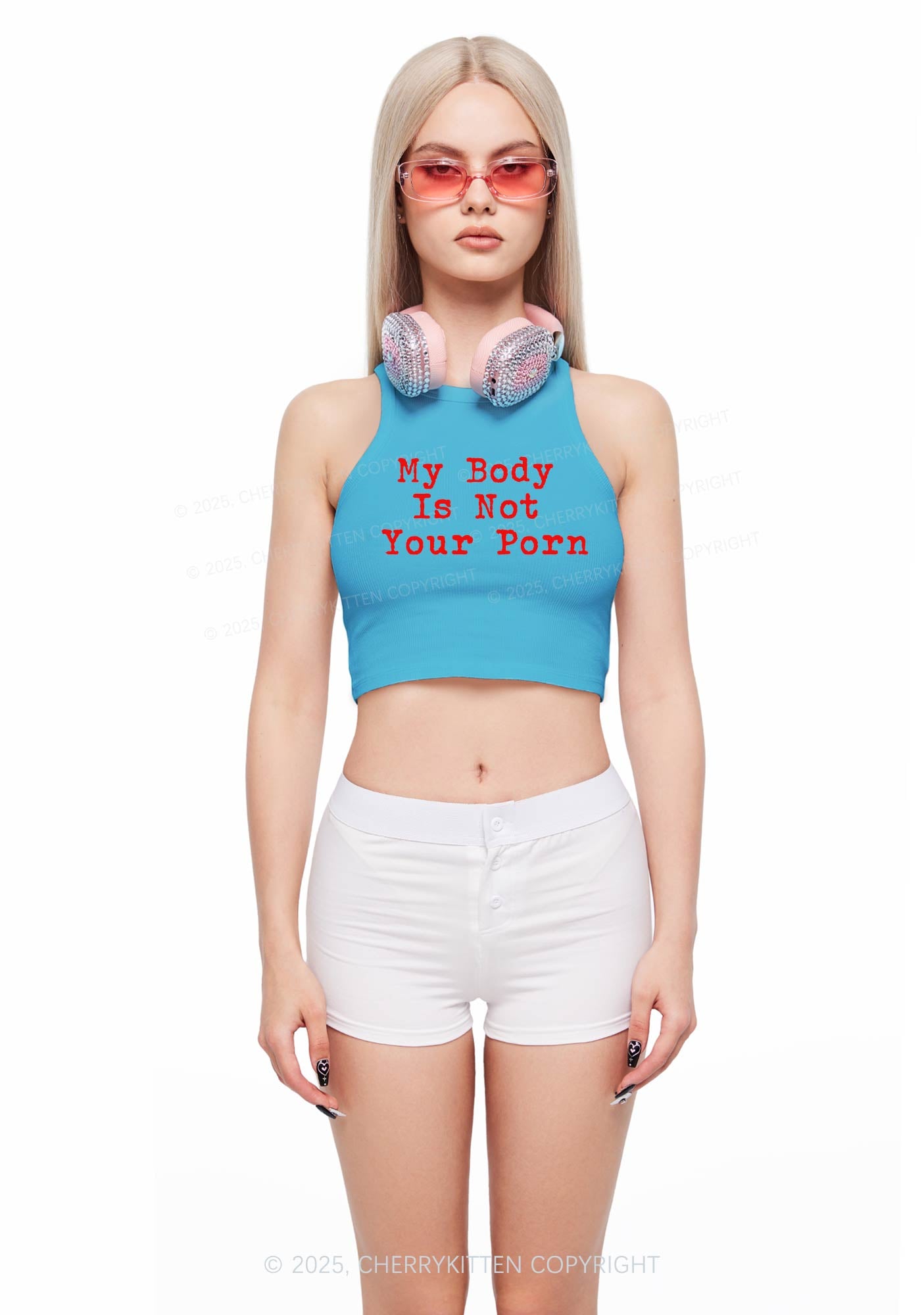 My Body Is Not Your Y2K Crop Tank Top Cherrykitten