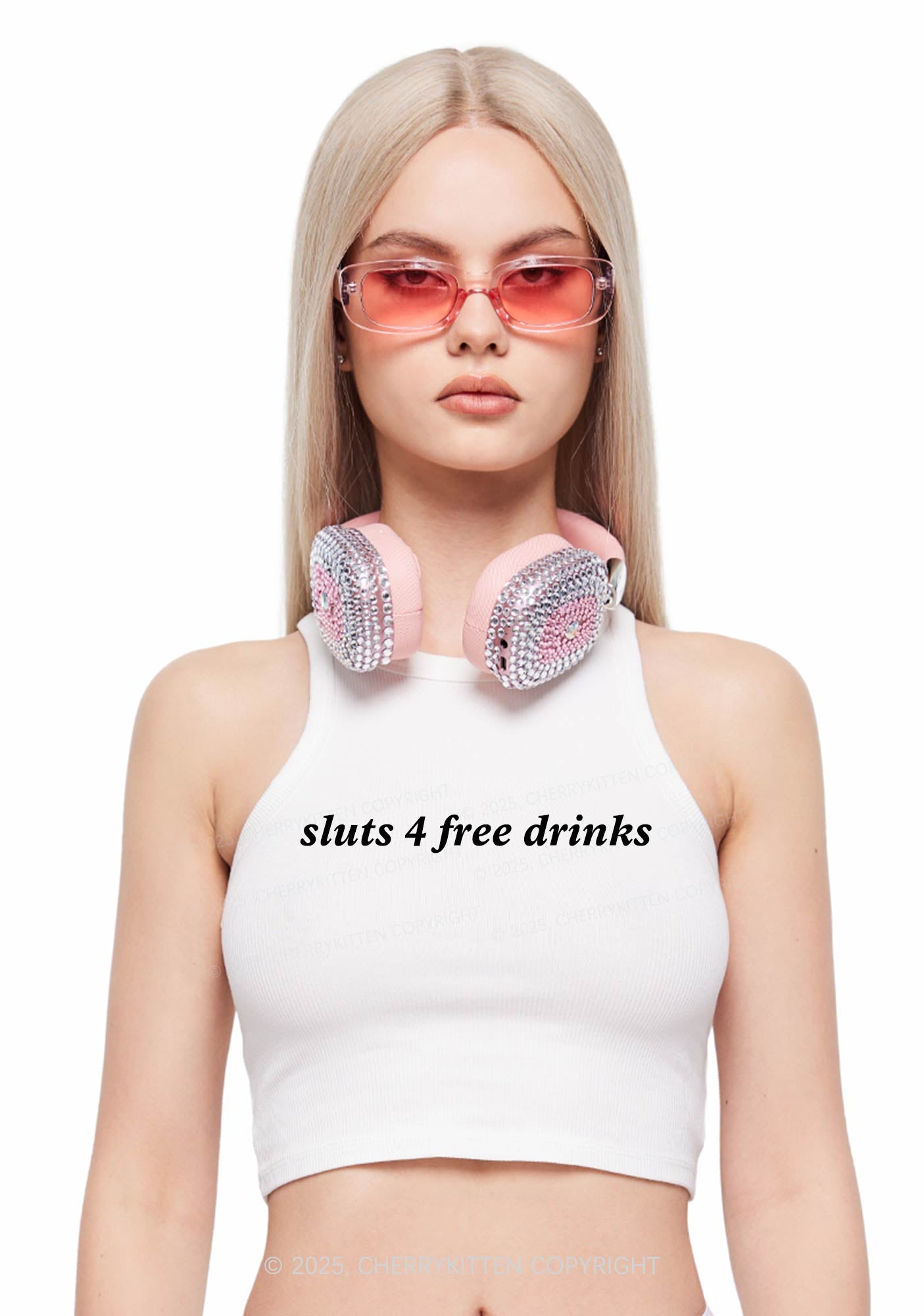 Slxt For Free Drinks Y2K Crop Tank Top Cherrykitten