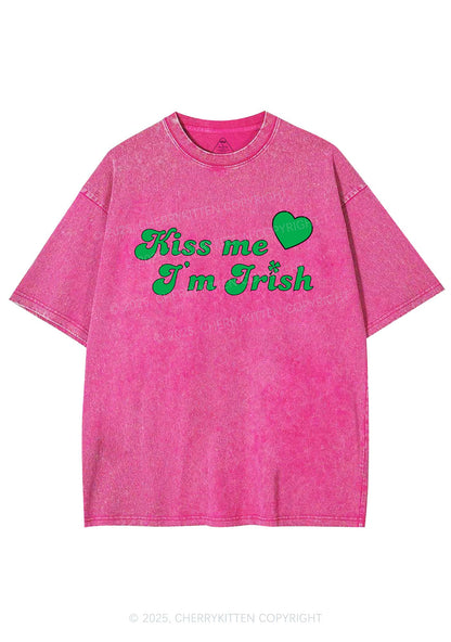 Kiss Me I'm Irish St Patricks Y2K Washed Tee Cherrykitten