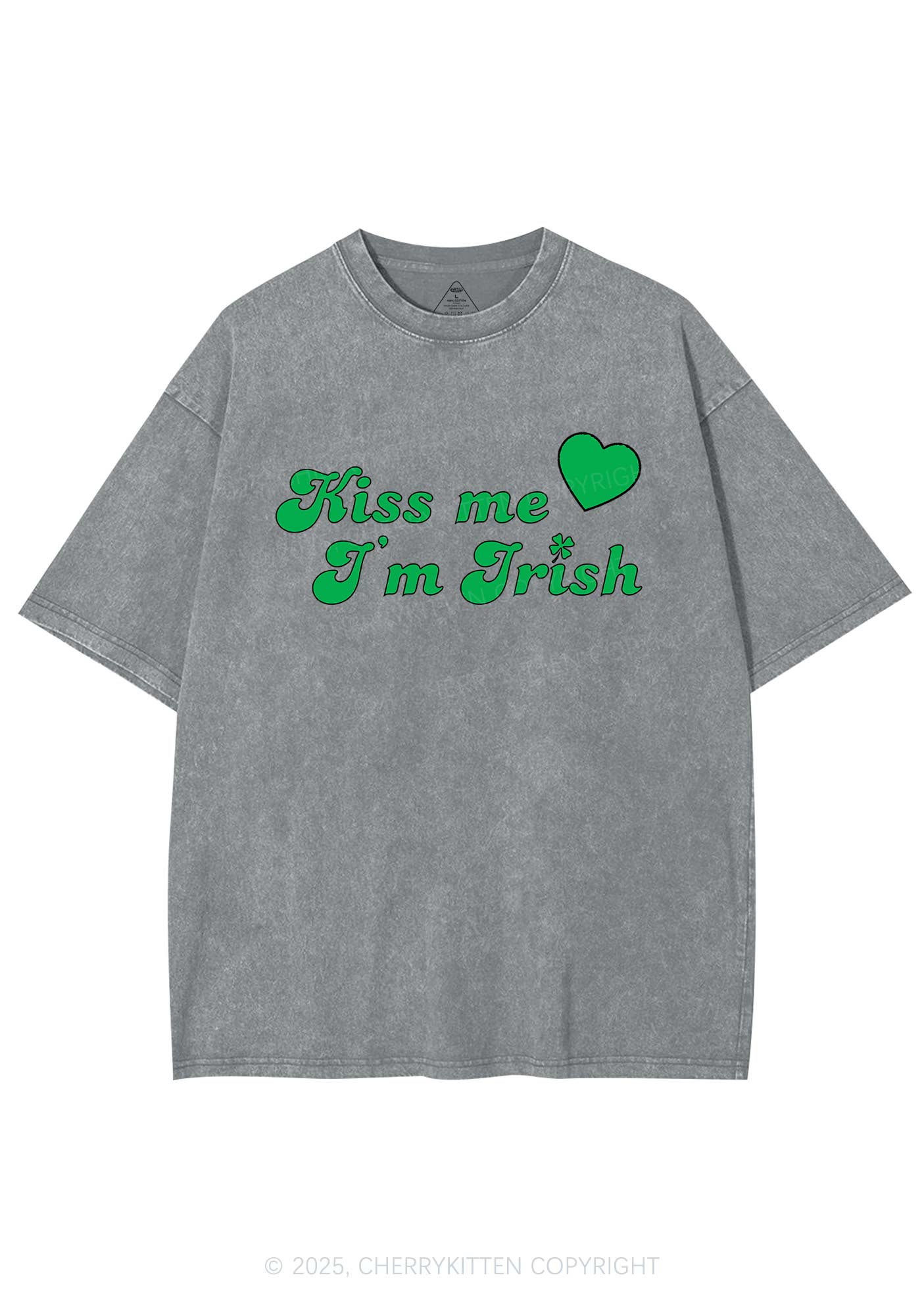 Kiss Me I'm Irish St Patricks Y2K Washed Tee Cherrykitten