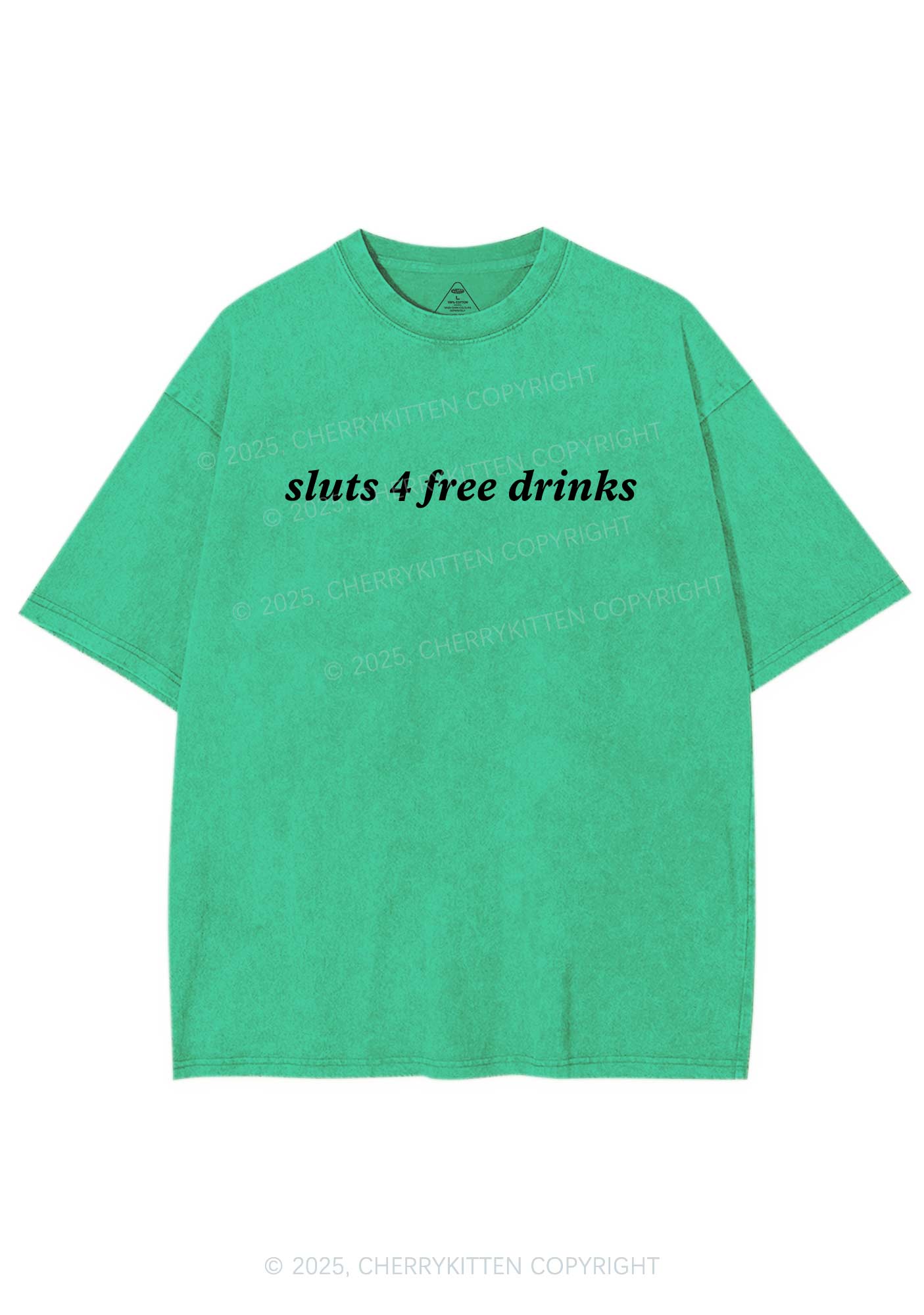 Slxt For Free Drinks Y2K Washed Tee Cherrykitten