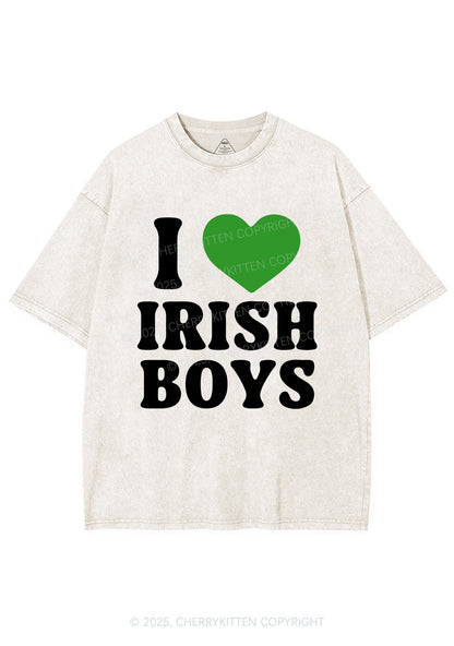 I Love Irish Boys St Patricks Y2K Washed Tee Cherrykitten