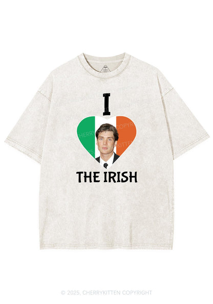 I Love The Irish Custom Photo St Patricks Y2K Washed Tee Cherrykitten