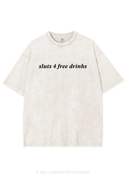 Slxt For Free Drinks Y2K Washed Tee Cherrykitten