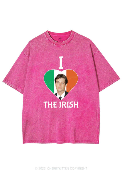 I Love The Irish Custom Photo St Patricks Y2K Washed Tee Cherrykitten