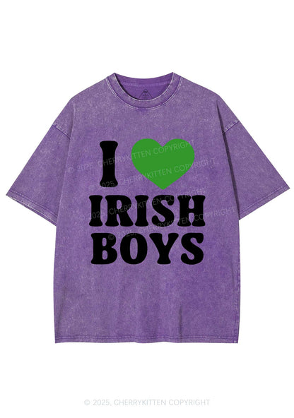 I Love Irish Boys St Patricks Y2K Washed Tee Cherrykitten