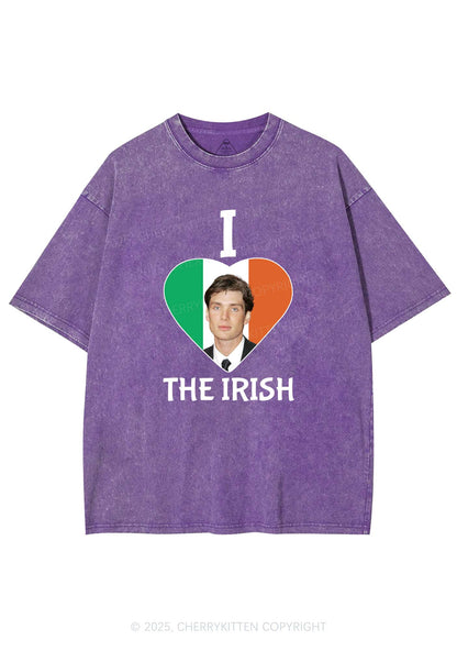 I Love The Irish Custom Photo St Patricks Y2K Washed Tee Cherrykitten