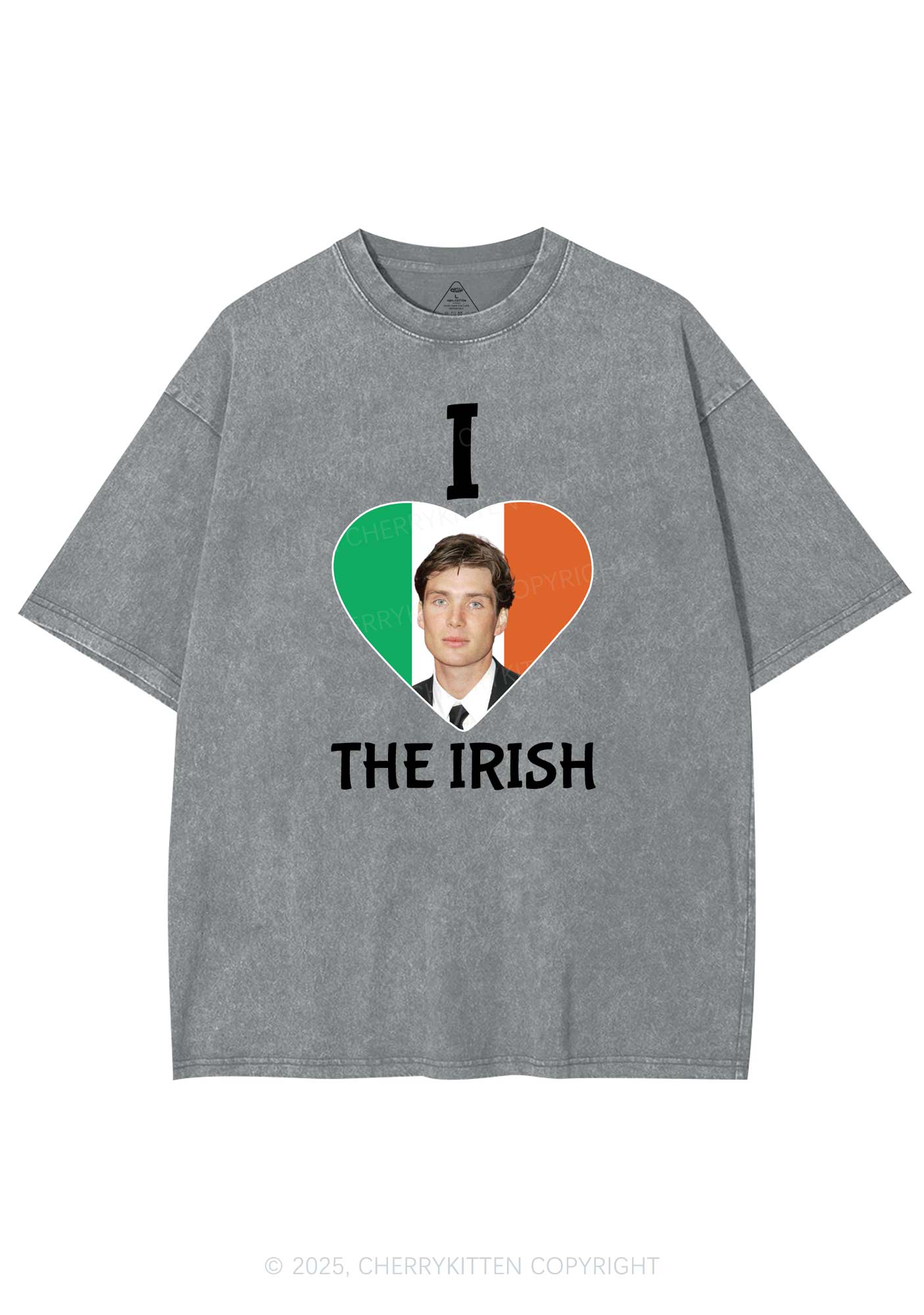 I Love The Irish Custom Photo St Patricks Y2K Washed Tee Cherrykitten