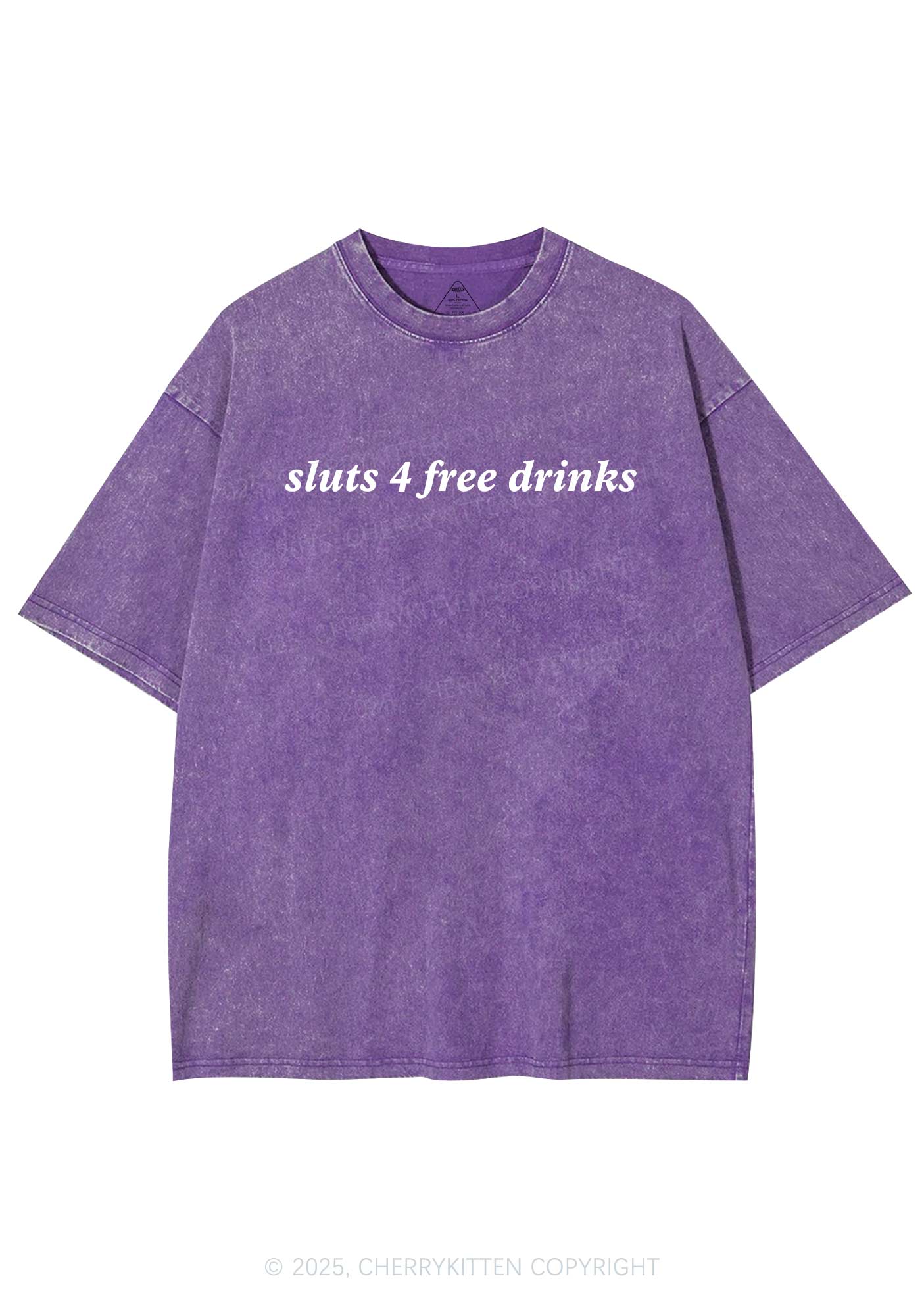 Slxt For Free Drinks Y2K Washed Tee Cherrykitten