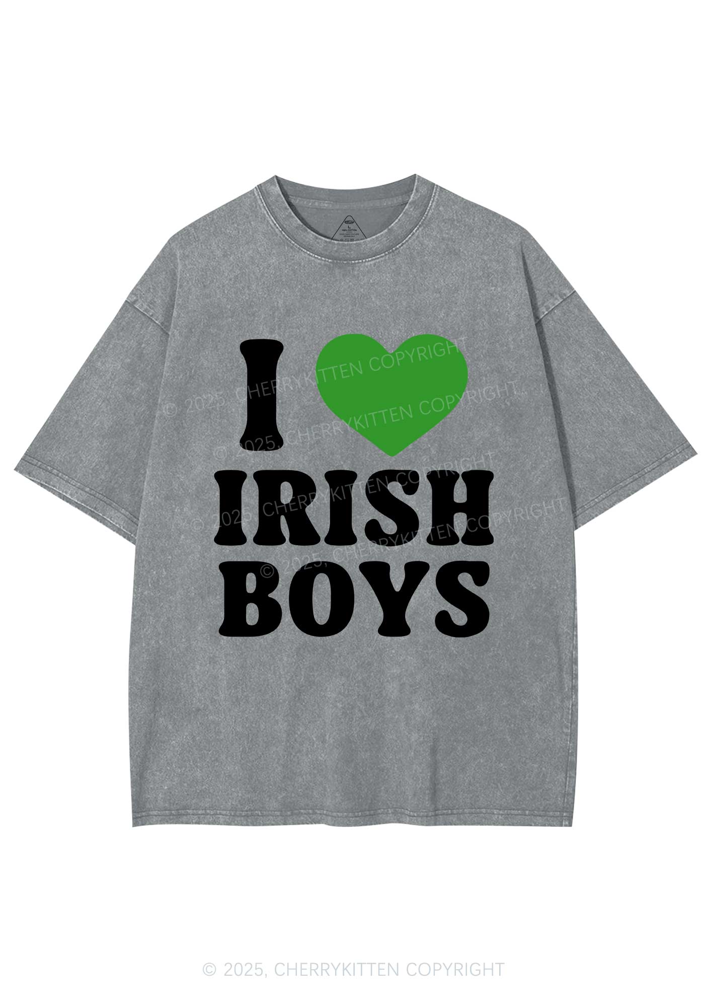 I Love Irish Boys St Patricks Y2K Washed Tee Cherrykitten