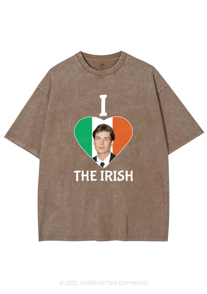 I Love The Irish Custom Photo St Patricks Y2K Washed Tee Cherrykitten