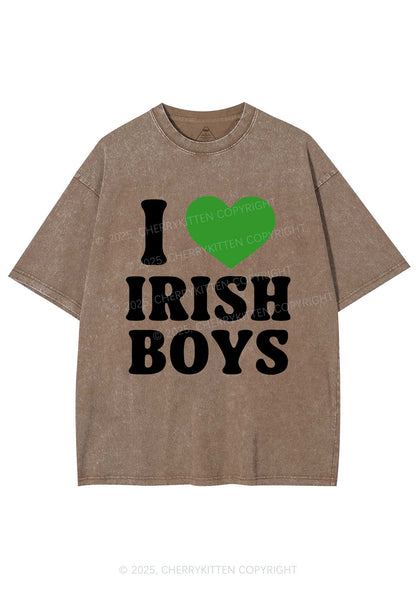 I Love Irish Boys St Patricks Y2K Washed Tee Cherrykitten