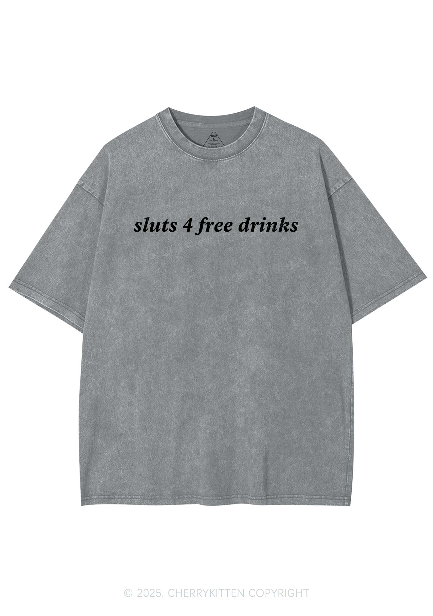 Slxt For Free Drinks Y2K Washed Tee Cherrykitten