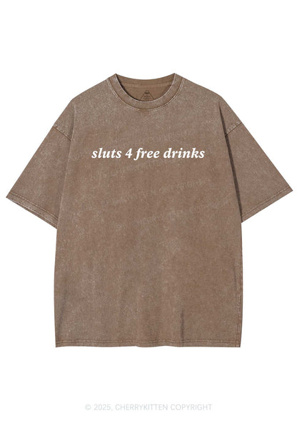 Slxt For Free Drinks Y2K Washed Tee Cherrykitten