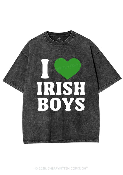 I Love Irish Boys St Patricks Y2K Washed Tee Cherrykitten