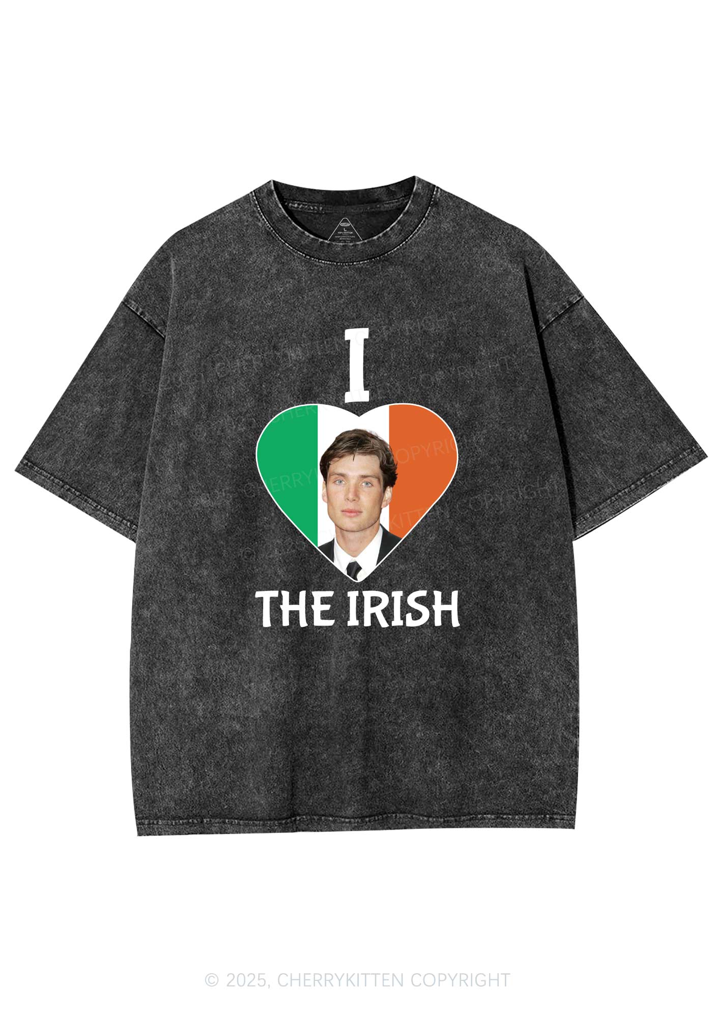 I Love The Irish Custom Photo St Patricks Y2K Washed Tee Cherrykitten