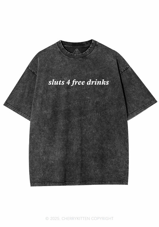 Slxt For Free Drinks Y2K Washed Tee Cherrykitten