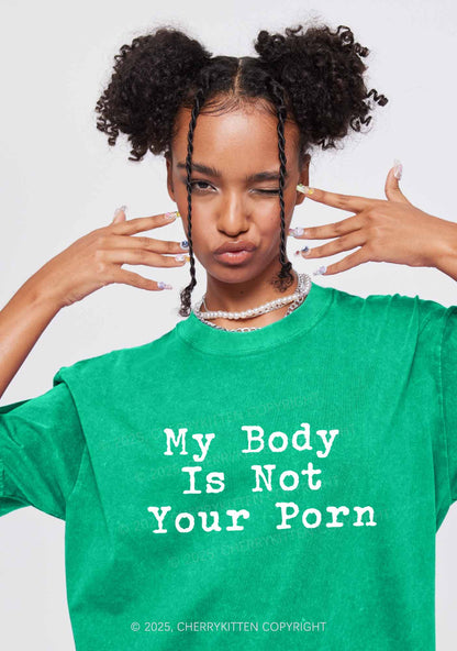 My Body Is Not Your Y2K Washed Tee Cherrykitten