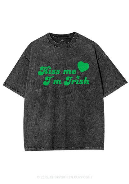 Kiss Me I'm Irish St Patricks Y2K Washed Tee Cherrykitten