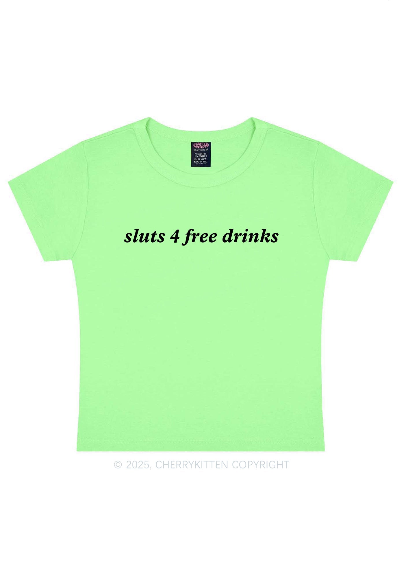 Slxt For Free Drinks Y2K Baby Tee Cherrykitten