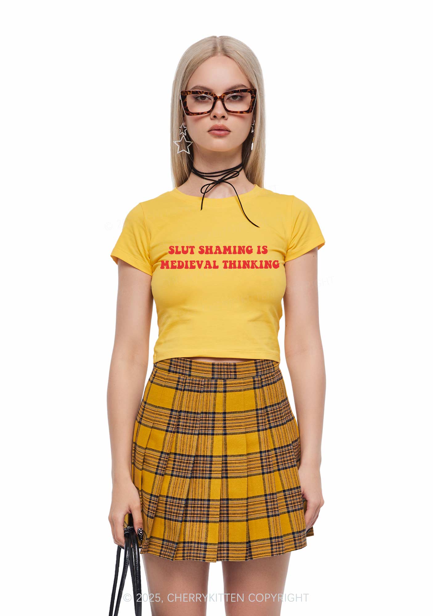 Slxt Shaming Medieval Thinking Y2K Baby Tee Cherrykitten