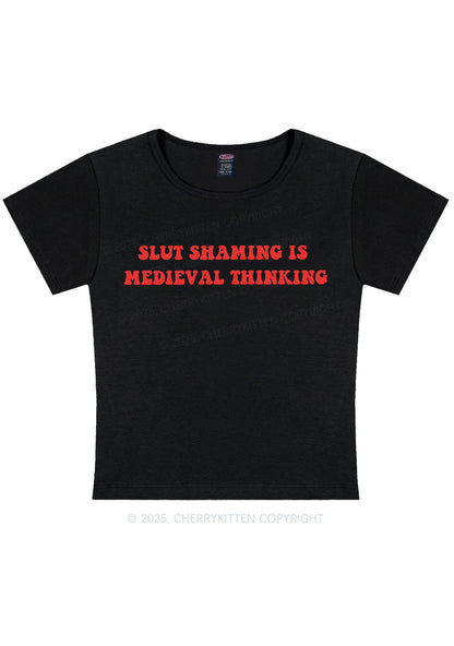 Slxt Shaming Medieval Thinking Y2K Baby Tee Cherrykitten