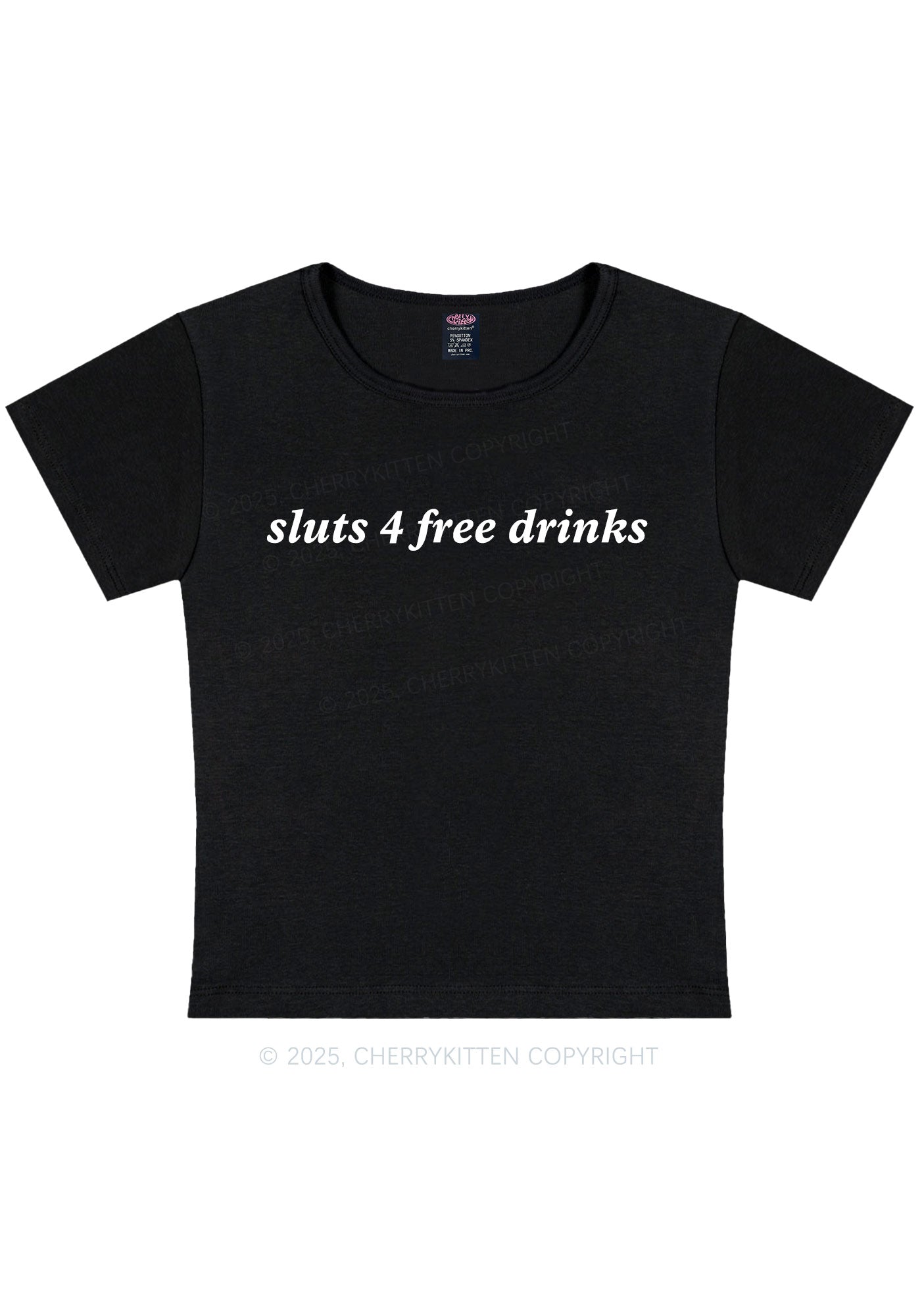 Slxt For Free Drinks Y2K Baby Tee Cherrykitten