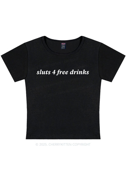 Slxt For Free Drinks Y2K Baby Tee Cherrykitten