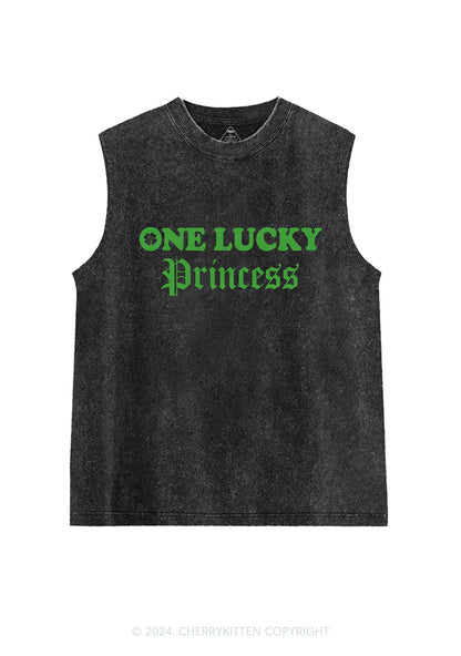 One Lucky Princess St Patricks Y2K Washed Tank Cherrykitten