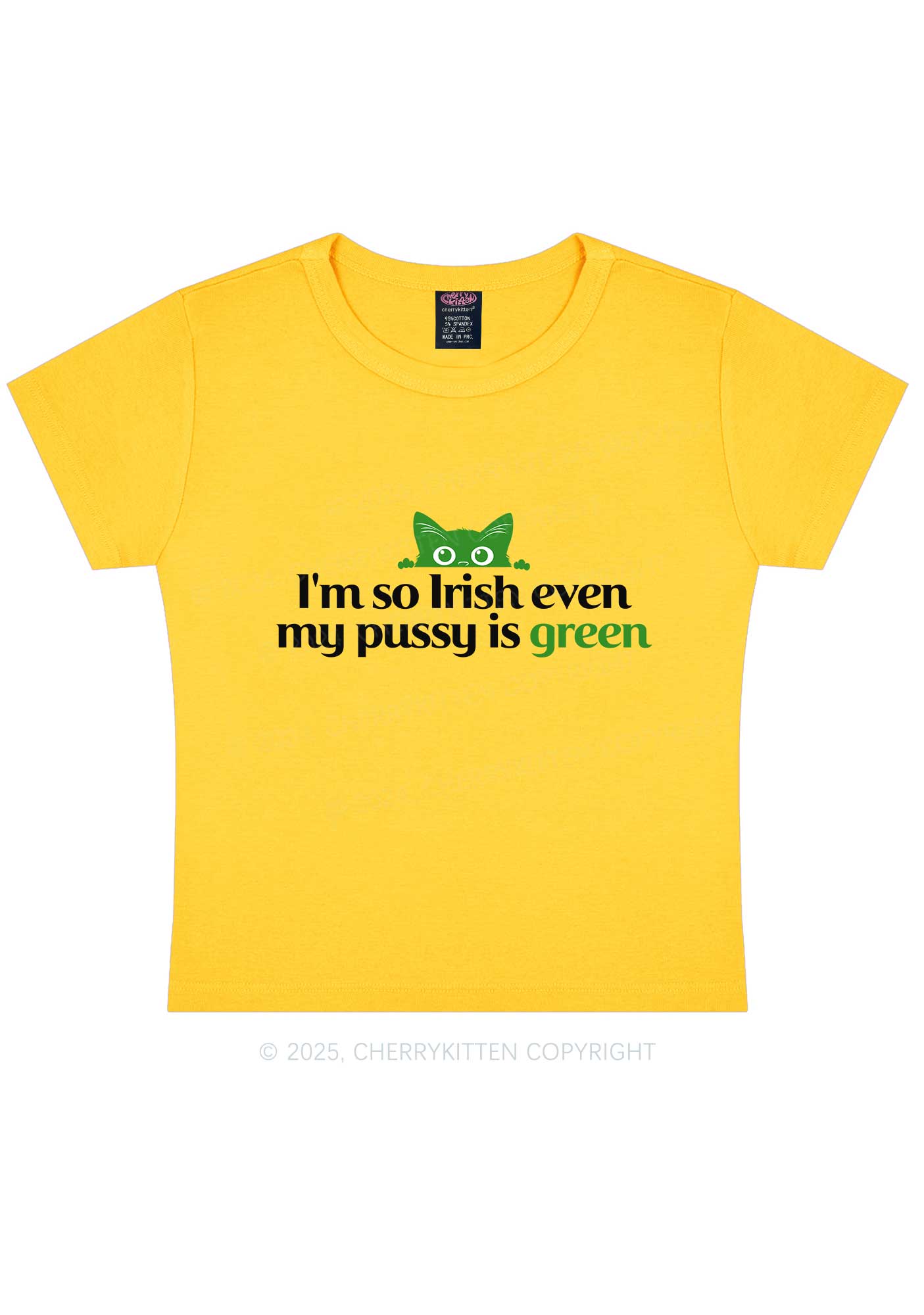 Green Puxxy St Patricks Y2K Baby Tee Cherrykitten