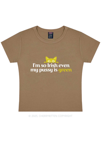 Green Puxxy St Patricks Y2K Baby Tee Cherrykitten