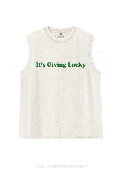 Its Giving Lucky St Patricks Y2K Washed Tank Cherrykitten