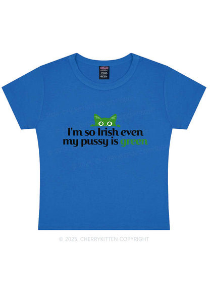 Green Puxxy St Patricks Y2K Baby Tee Cherrykitten