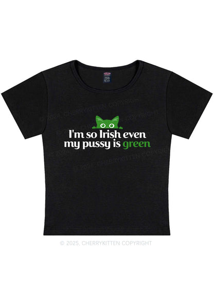 Green Puxxy St Patricks Y2K Baby Tee Cherrykitten