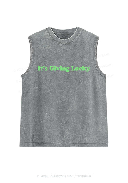 Its Giving Lucky St Patricks Y2K Washed Tank Cherrykitten