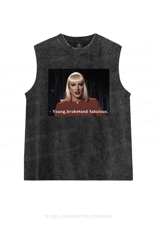 Young Broke Fabulous Y2K Washed Tank Cherrykitten